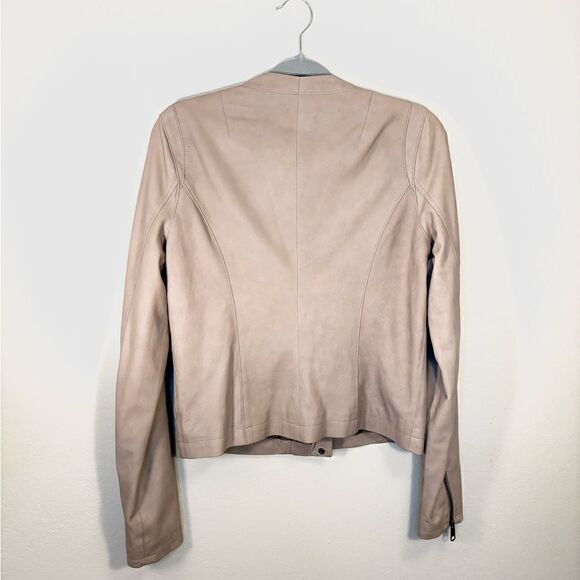 Joie Kellyn Opal Leather Taupe Cream Jacket  Zipper Size M - Picture 10 of 15